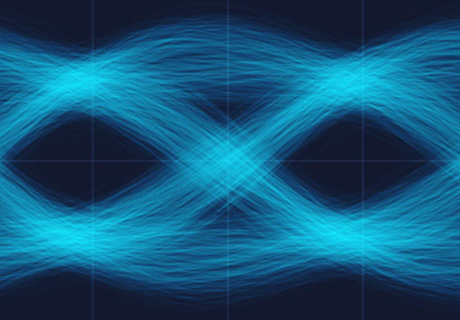 Cropped eye diagram of 32 Gb/s NRZ transmission after 1 km of fiber using an 850 nm self-injection-locked VCSEL.